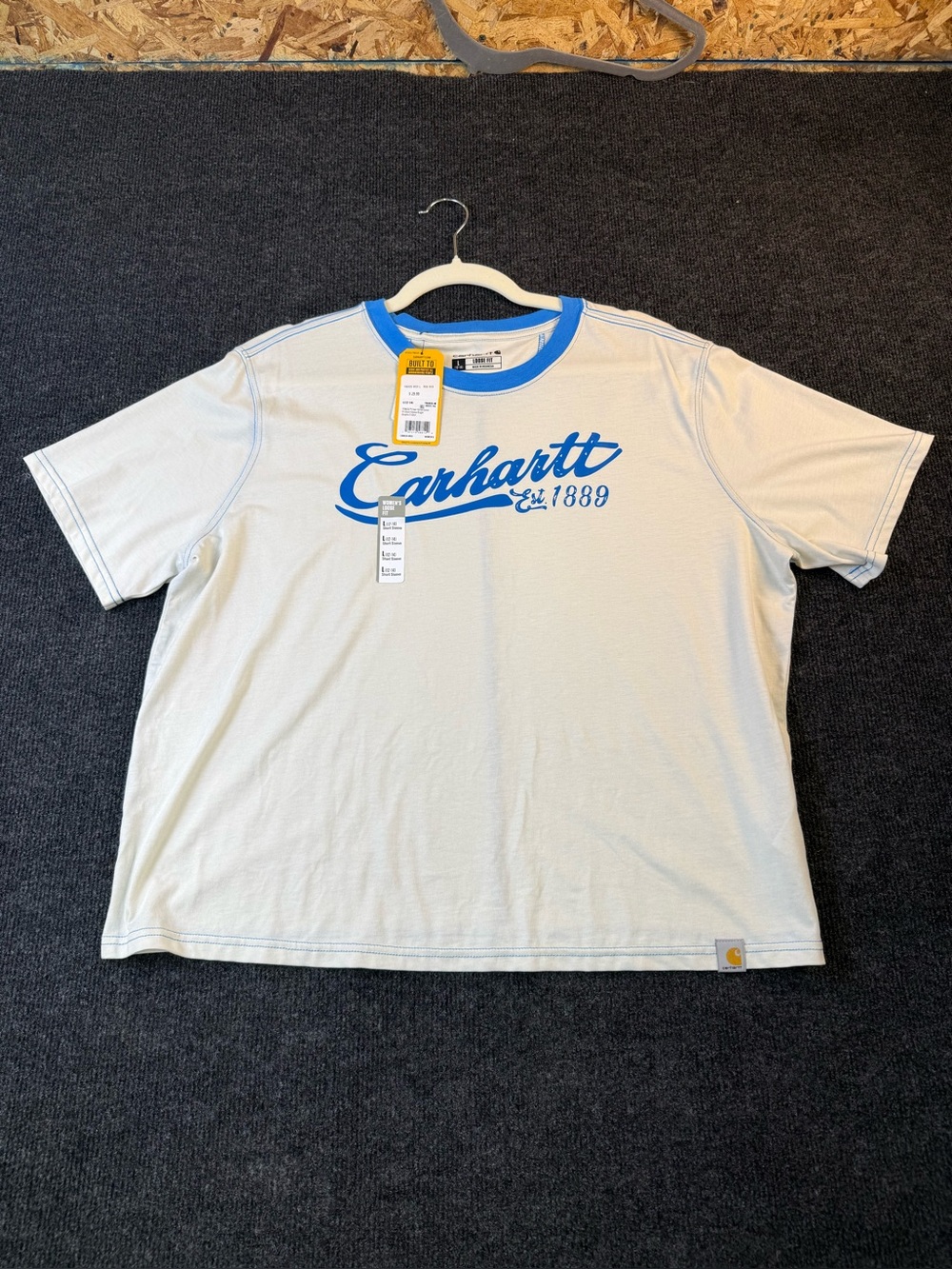 Carhartt Womens Cream T-Shirt with Blue Logo
